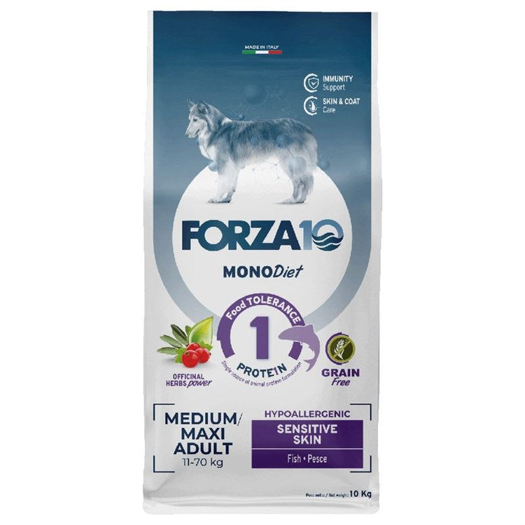 Forza 10 Mono diet Medium Maxi Sensitive Skin Fish 10 Kg petshopmalta