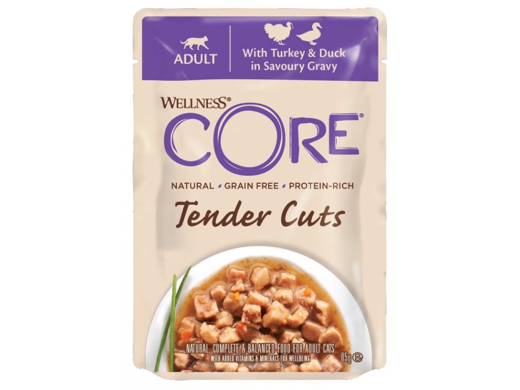 Wellness Core Tender Cuts Turkey & Duck in gravy Pouches, 85g