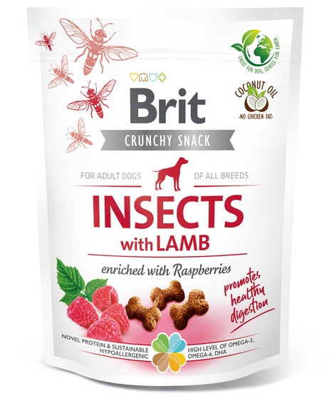 Brit Care Crunchy Cracker. Insects with Lamb enriched with Raspberries