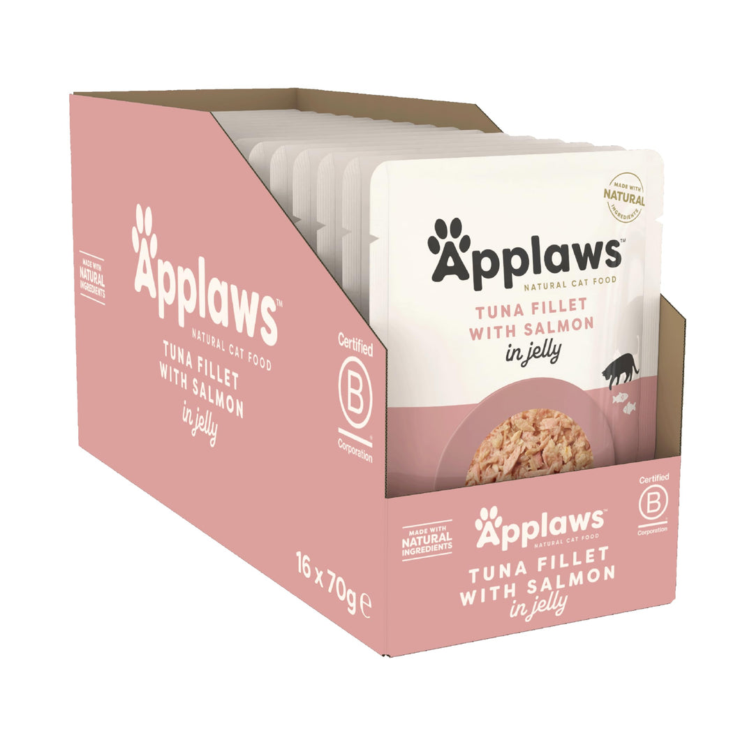 Applaws Pouches Tender Tuna with Salmon in tasty Jelly (1 box, 16 pcs)