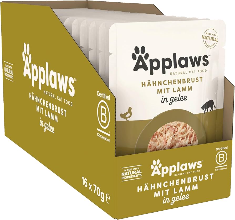 Applaws Pouches Tender Chicken Breast with Lamb in tasty Jelly (1 box, 16 pcs)