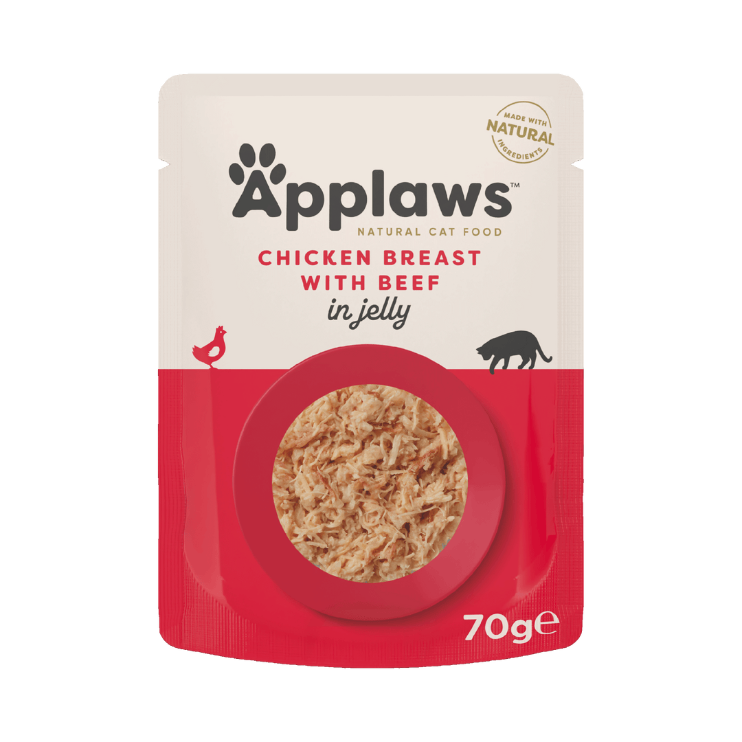 Applaws Pouches Tender Chicken Breast with Beef in tasty Jelly - Single