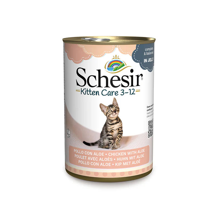 Schesir cat tin, 140g - Chicken/aloe for Kittens