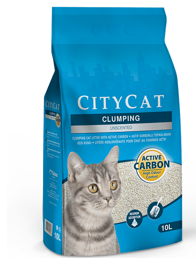 City Cat Clumping Litter - Active Carbon, 10 kg