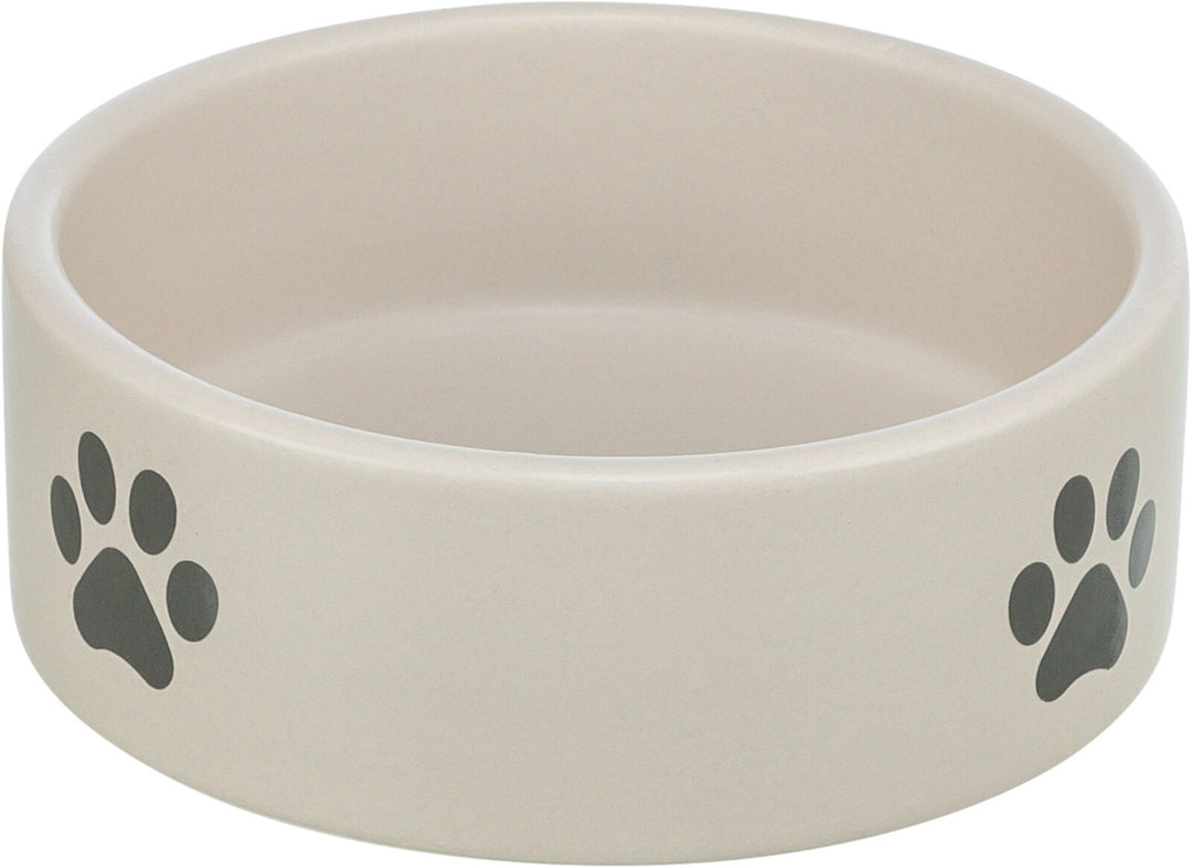 Bowl, paw motif, ceramic, 0.3 l/diam 12 cm, light grey/grey