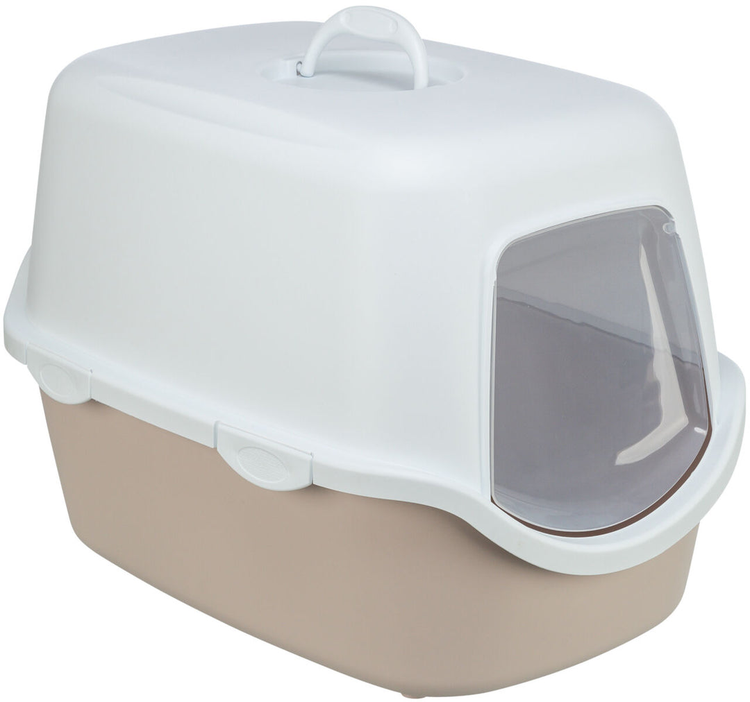 Vico cat litter tray, with hood, 40 x 40 x 56 cm, blush/white