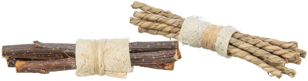 Set Sticks with loofah, wood/sea grass, 2 pcs., 10 x 3 cm