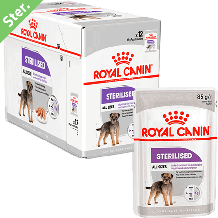 Royal canin Adult Sterilised, all dog sizes 12 pack pouches (12x85g)